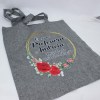 Estampa Impressa Tote Bag Cinza Professora Andreia