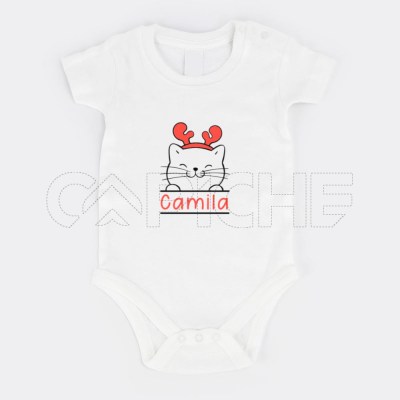 Body para Bebé Gatinho Natalício Personalizável