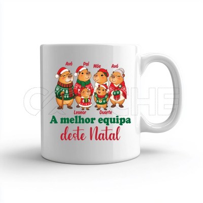 Caneca família capivara natal