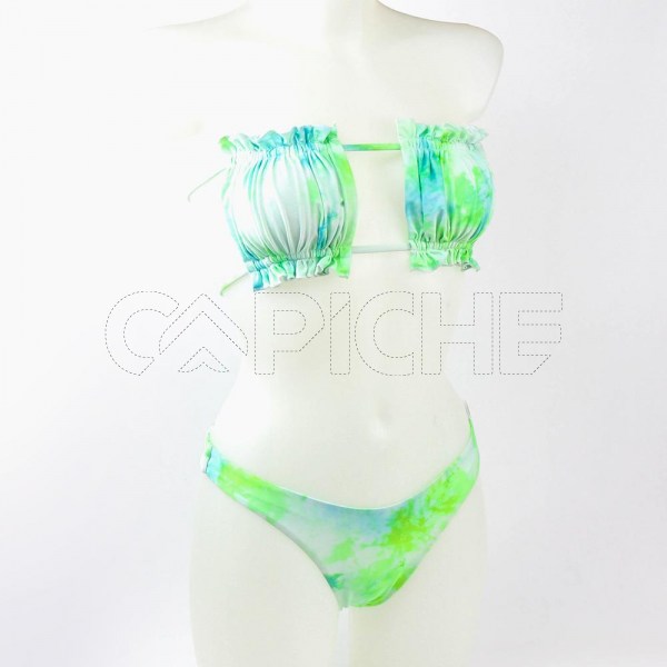 Conjunto bikini Tie Dye Cortina Verde