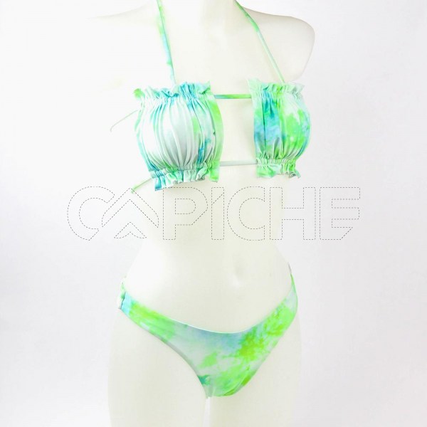 Conjunto bikini Tie Dye Cortina Verde