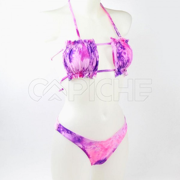 Conjunto bikini Tie Dye Cortina Lilás