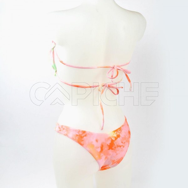 Conjunto bikini Tie Dye Cortina Laranja