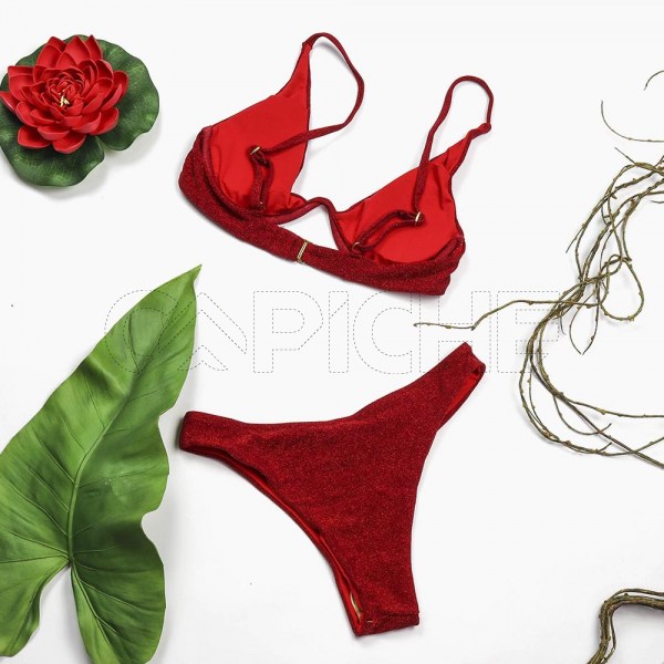 Conjunto bikini Babado Vermelho