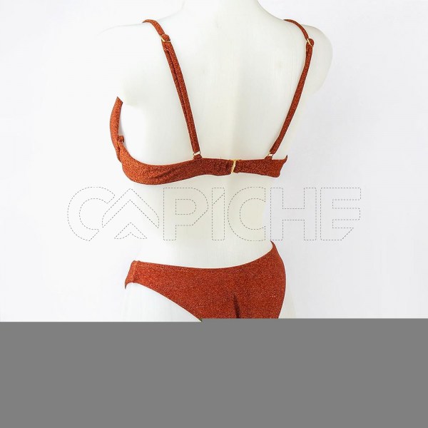 Conjunto bikini Babado castanho