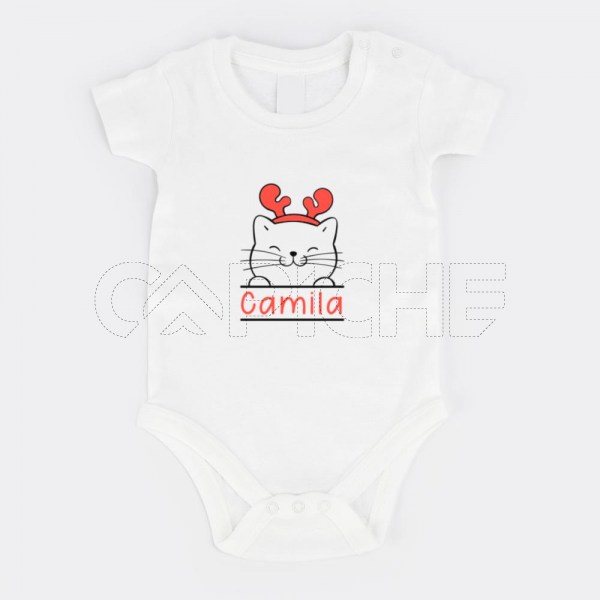 Body para Bebé Gatinho Natalício Personalizável