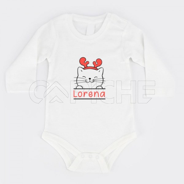 Body para Bebé Gatinho Natalício Personalizável