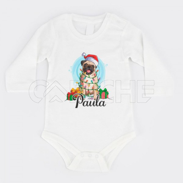 Body para Bebé Pug Natalício Personalizável