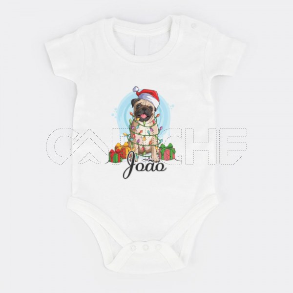 Body para Bebé Pug Natalício Personalizável