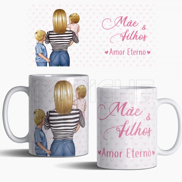 Caneca Personalizável Mãe & Filhos Amor Eterno