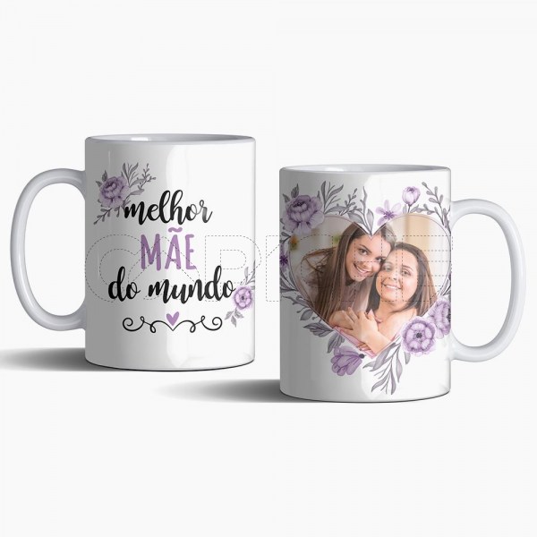 Caneca Melhor  do Mundo Floral com Foto