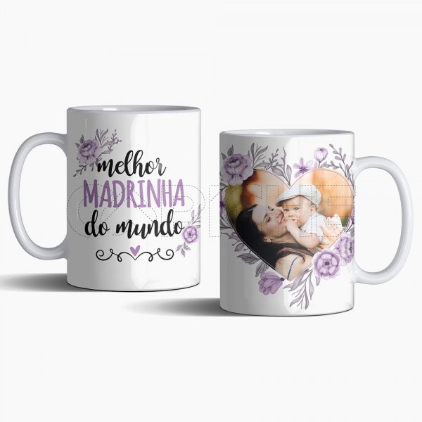 Caneca Melhor  do Mundo Floral com Foto