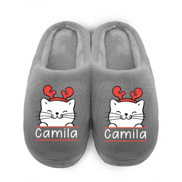 Chinelo Personalizado Pelúcia Gato