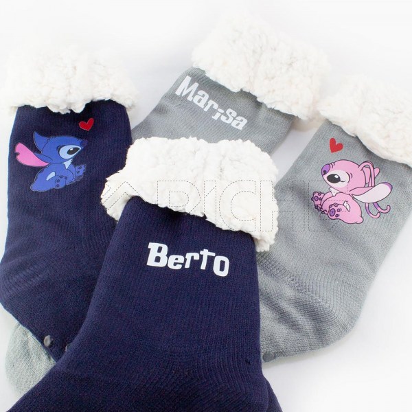 Meias Pantufas Stitch & Angel Casal