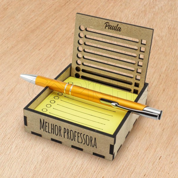 Suporte de secretária para post it e caneta