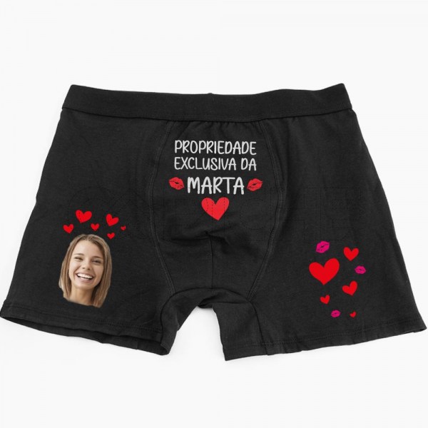 Boxer Homem Propriedade Exclusiva com Foto