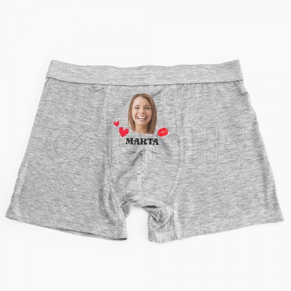 Boxer Homem Foto e Nome Personalizado