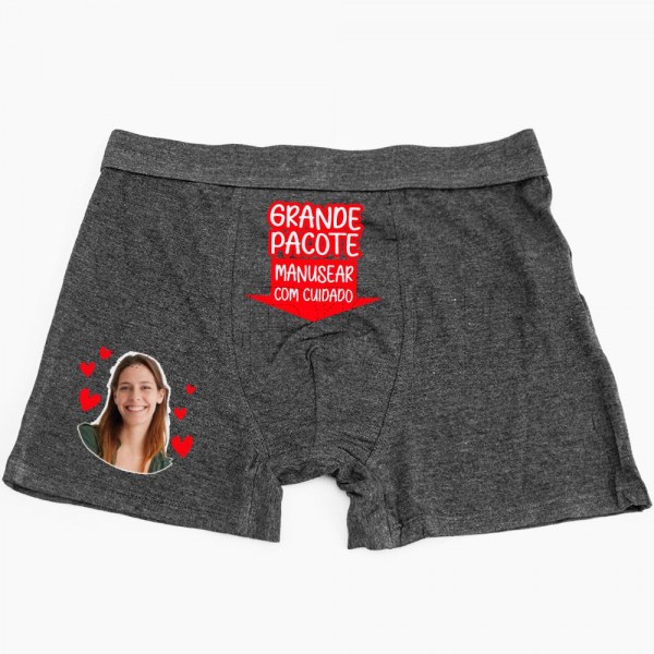 Boxer Homem Grande Pacote com Foto