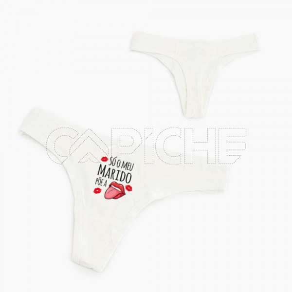 Cueca Tanga Mulher Põe a Boca
