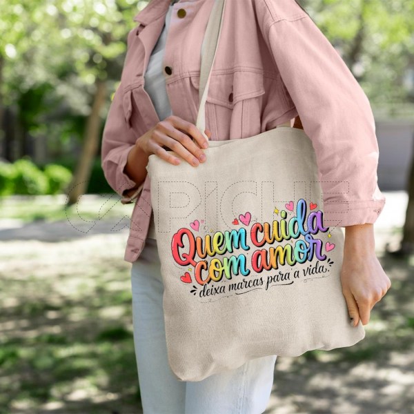 Saco Tote Bag Cuida com Amor