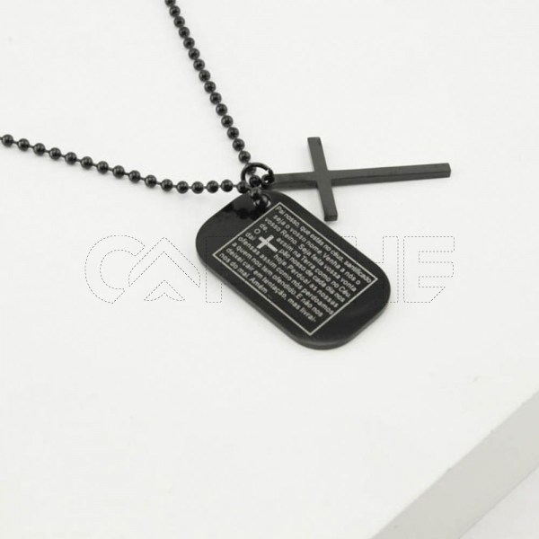 Colar Militar Pai Nosso Preto