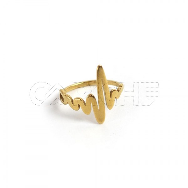 Anel  aço dourado cardio