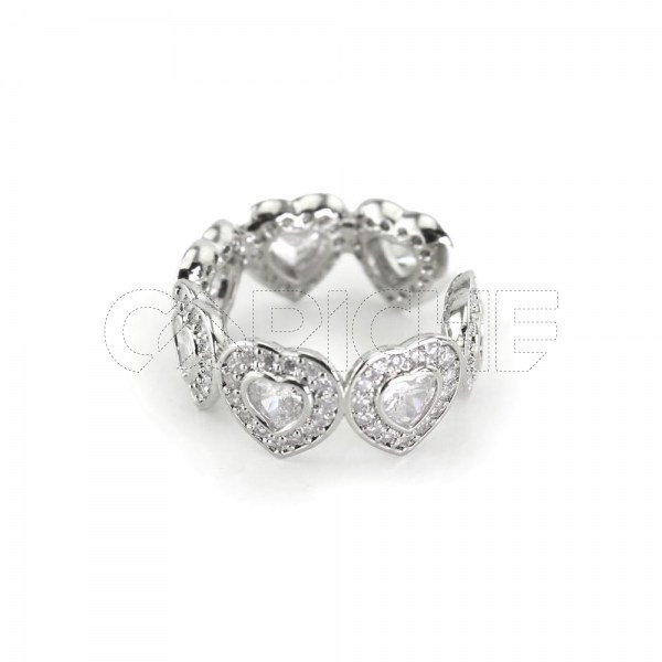 Anel  Zirconia Tennis Jewelry Silver
