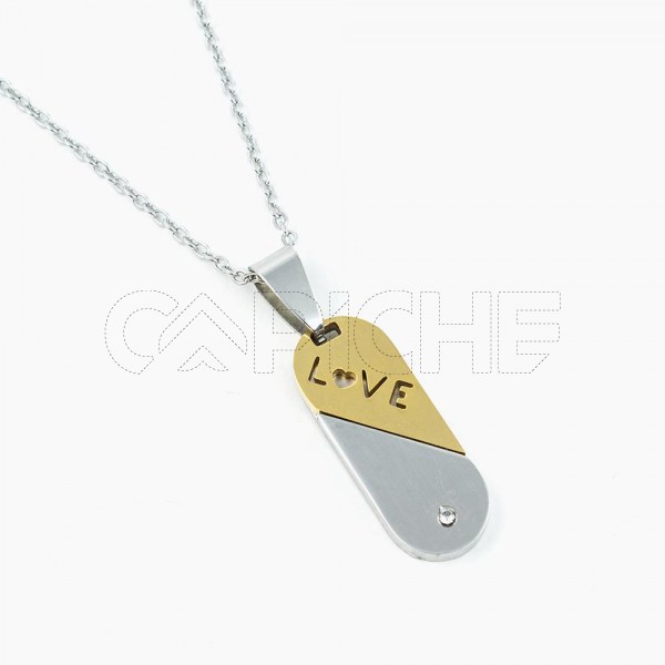 Colar em aço Love Dourado