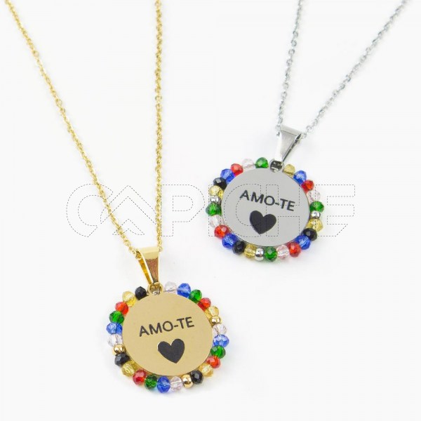 Colar em aço Amo-te  dourado