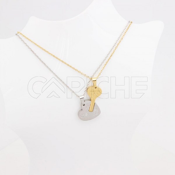 Conjunto chave do meu coração Dourado