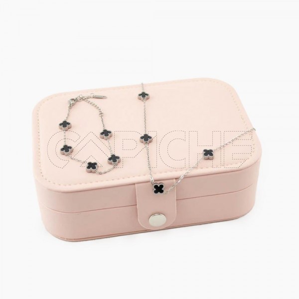 Conjunto Trevo 4 Folhas Preto