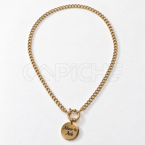 Corrente em aço Gravação dourado