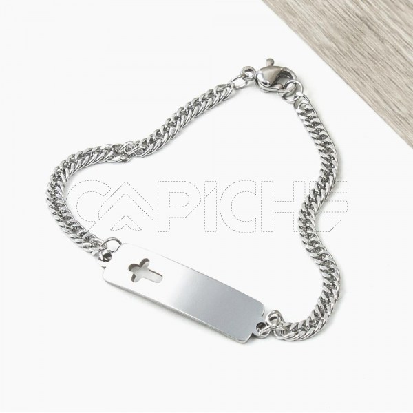 Pulseira em aço Cruz