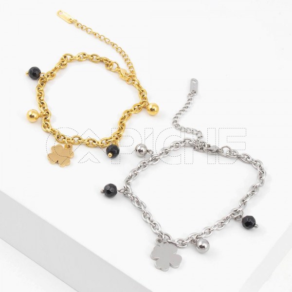 Pulseira em aço Monat Trevo