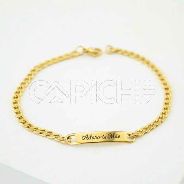 Pulseira Fina em aço Groove dourada