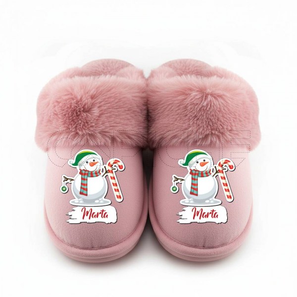 Chinelo Personalizado Pelucia boneco Neve