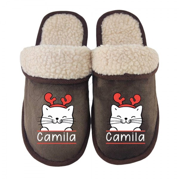 Chinelo Personalizado Pelúcia Gato