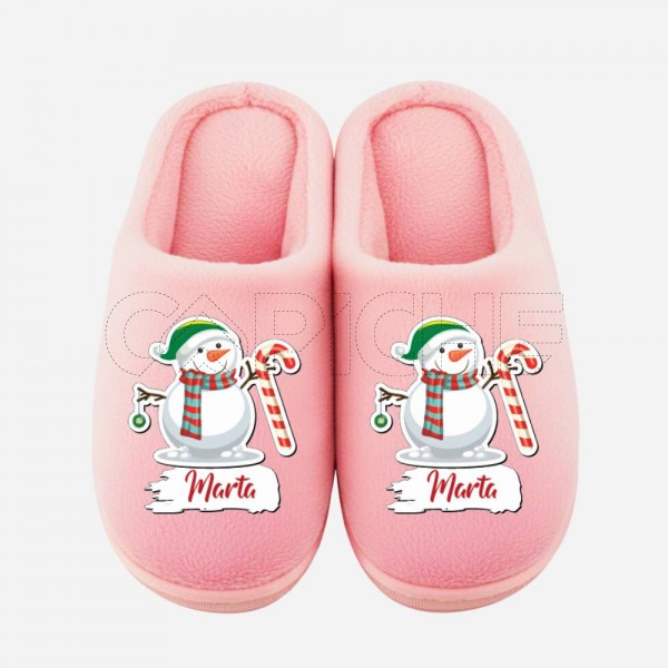 Chinelo Personalizado Pelucia boneco Neve