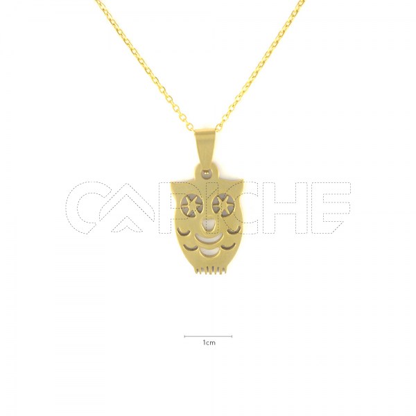 Colar em Aço Coruja Dourado