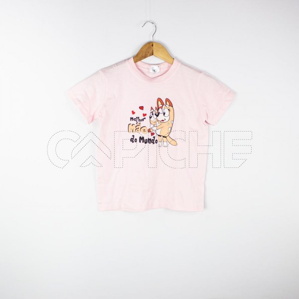 Estampa Impressa T-shirt Tamanho 10-12 anos Rosa