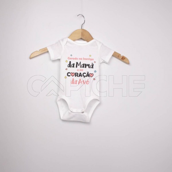 Estampa Impressa Body Manga Curta Branco 3meses