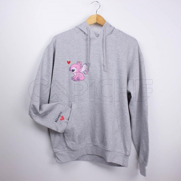 Estampa Impressa Sweater Com Capuz Cinza Claro L Milagros