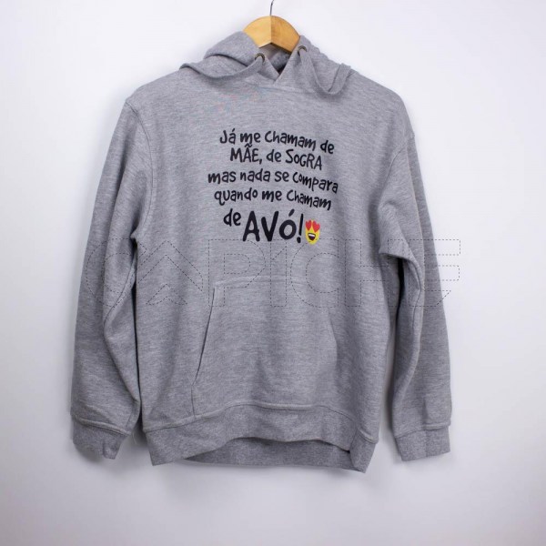 Estampa Impressa Sweater Com Capuz Cinza Claro S Avó