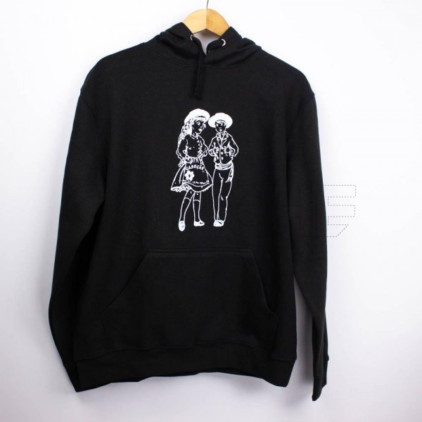 Estampa Impressa Sweater C/ Capuz Preto L