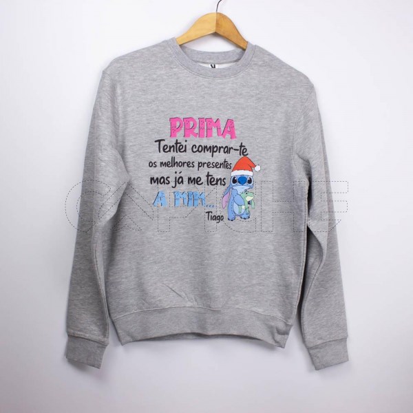 Estampa Impressa Sweater Cinza Claro S Tiago