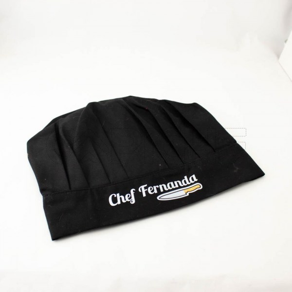 Estampa Impressa Chapéu Cozinheiro Preto Chef Fernanda