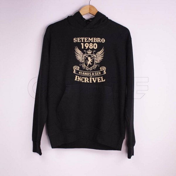Estampa Impressa Sweater c/ capuz Preto M Setembro 1980