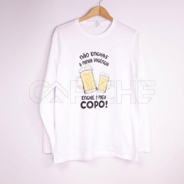 Estampa Impressa T-shirt Manga Comprida L Branca