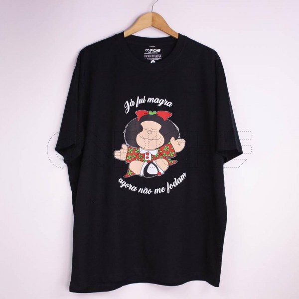 Estampa Impressa T-shirt Oversize XL Preta Mafalda