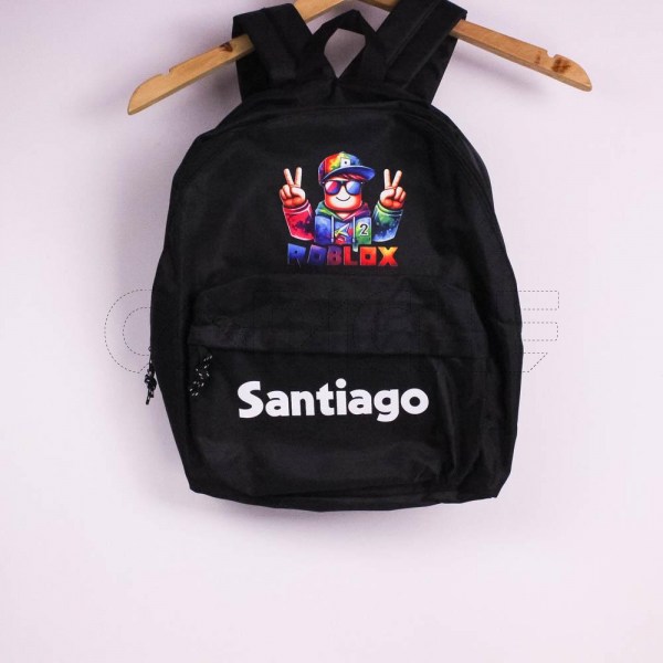 Estampa Impressa Mochila Escolar Preta Santiago